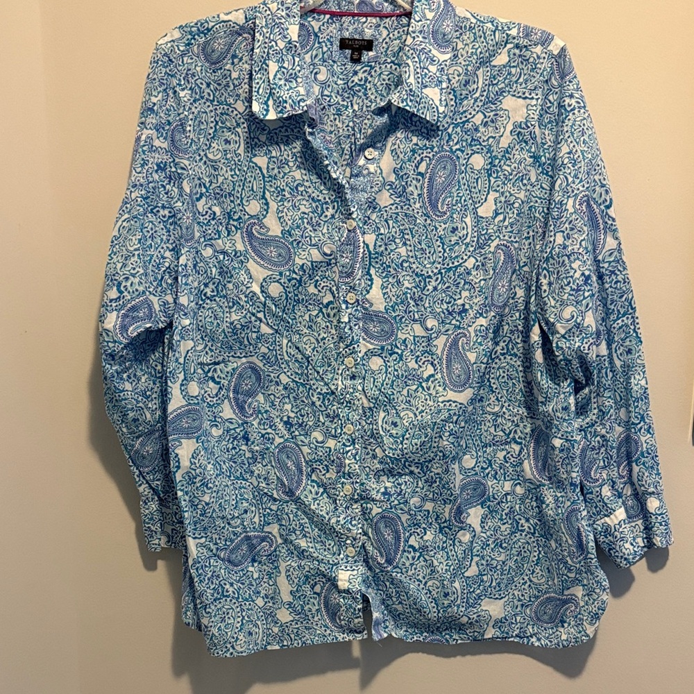 Talbots Blue Paisley Blouse